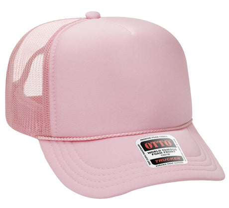 OTTO CAP 5 Panel High Crown Mesh Back Trucker Hat OTTO 39 - 165 Soft Pink Young Adult Hats