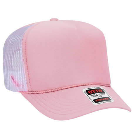OTTO CAP 5 Panel High Crown Mesh Back Trucker Hat OTTO 39 - 165 S.Pnk/S.Pnk/Wht OSFM - Adult Hats