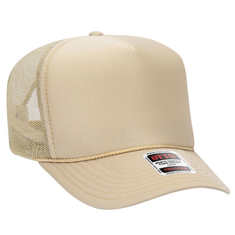 OTTO CAP 5 Panel High Crown Mesh Back Trucker Hat OTTO 39 - 165 Tan OSFM - Adult Hats