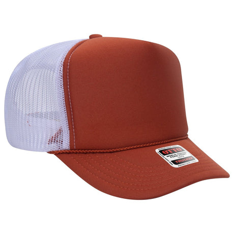 OTTO CAP 5 Panel High Crown Mesh Back Trucker Hat OTTO 39 - 165 Tx Org/Tx Org/Wht OSFM - Adult Hats