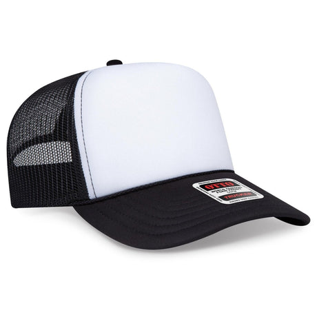 OTTO CAP 5 Panel High Crown Mesh Back Trucker Hat OTTO 3932 - 1 Blk/Wht/Blk OSFM - Adult Hats