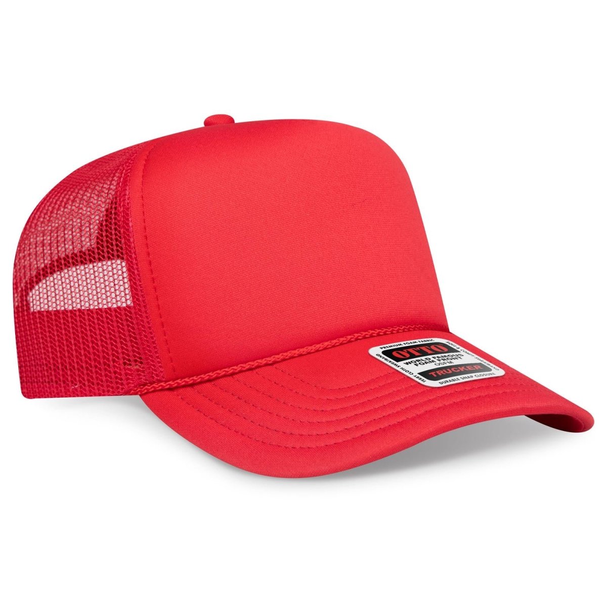 OTTO CAP 5 Panel High Crown Mesh Back Trucker Hat OTTO 3932 - 1 Red OSFM - Adult Hats
