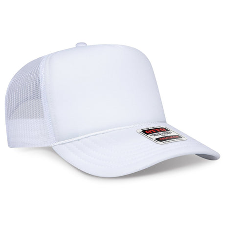 OTTO CAP 5 Panel High Crown Mesh Back Trucker Hat OTTO 3932 - 1 White OSFM - Adult Hats