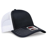 OTTO CAP 5 Panel Low Profile Mesh Back Trucker Hat OTTO 102 - 664 Blk/Blk/Wht OSFM - Adult Hats