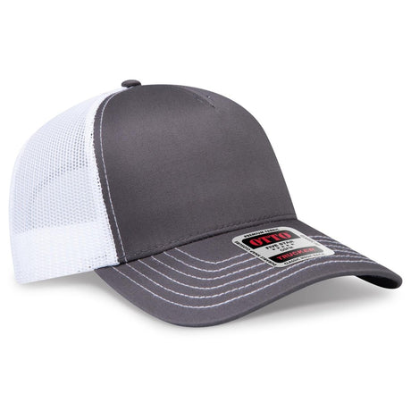 OTTO CAP 5 Panel Low Profile Mesh Back Trucker Hat OTTO 102 - 664 Ch.Gry/Ch.Gry/Wht OSFM - Adult Hats