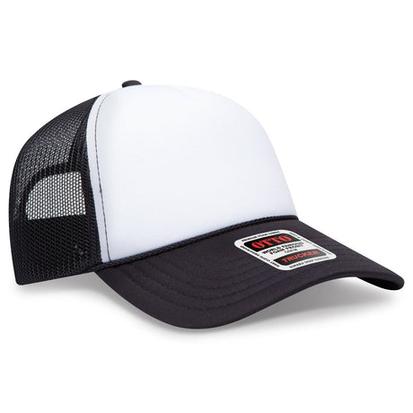 OTTO CAP 5 Panel Low Profile Mesh Back Trucker Hat OTTO 39102 - 1 Blk/Wht/Blk OSFM - Adult Hats