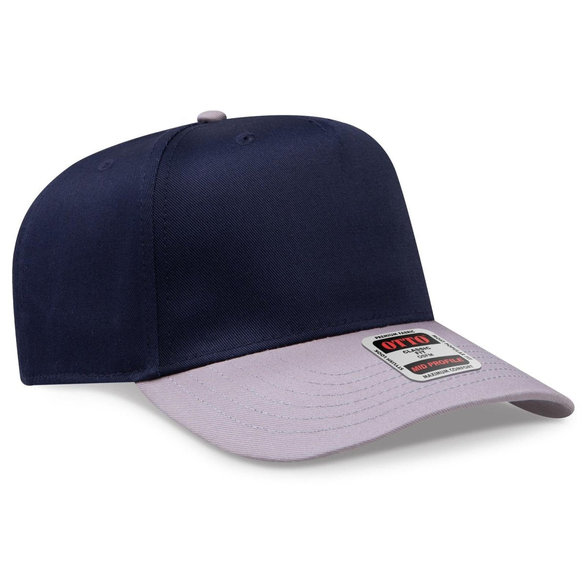 OTTO CAP 5 Panel Mid Profile Baseball Cap OTTO 31 - 069 Gry/Nvy OSFM - Adult Caps