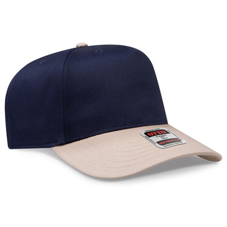 OTTO CAP 5 Panel Mid Profile Baseball Cap OTTO 31 - 069 Kha/Nvy OSFM - Adult Caps