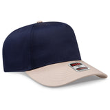 OTTO CAP 5 Panel Mid Profile Baseball Cap OTTO 31 - 069 Kha/Nvy OSFM - Adult Caps