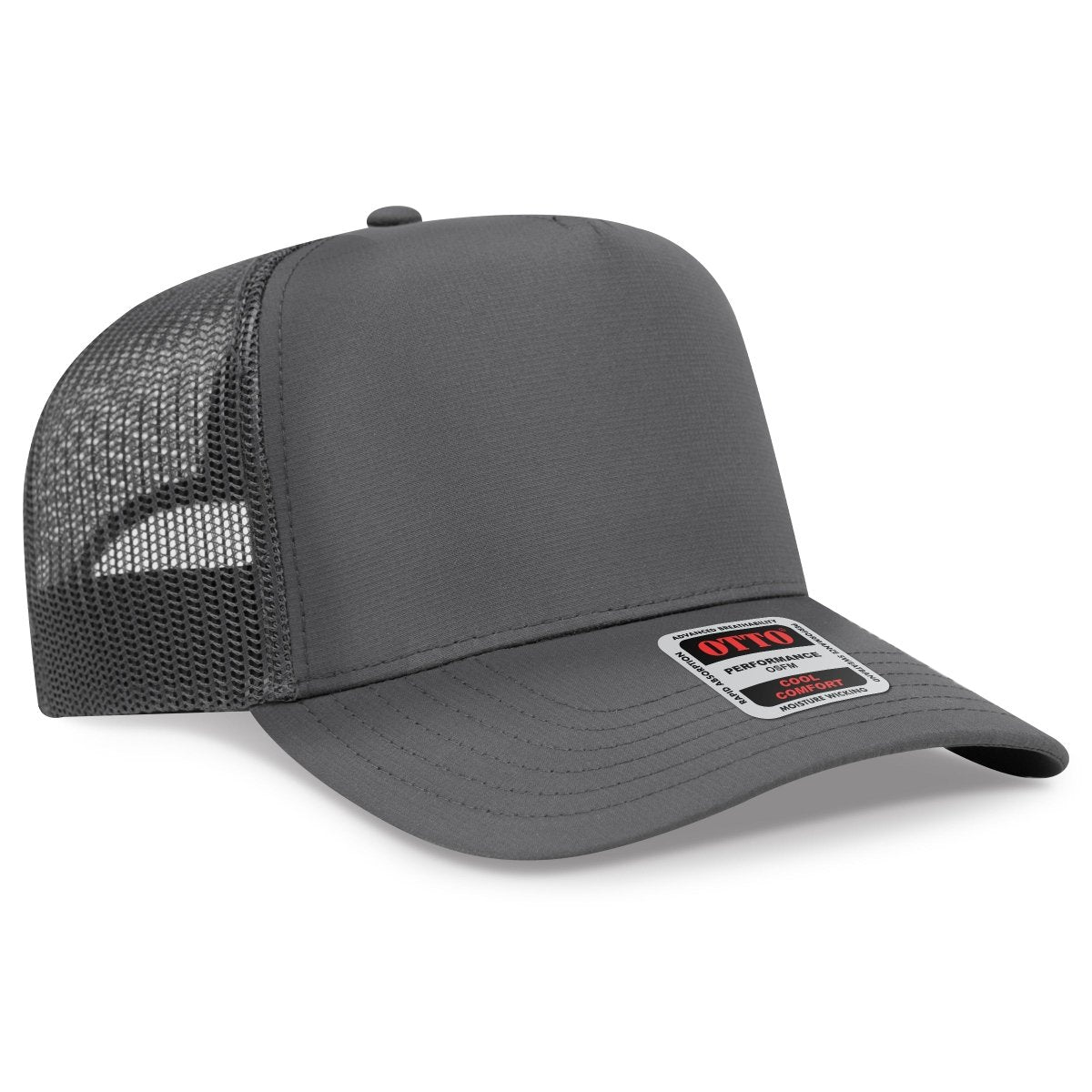 OTTO CAP 5 Panel Mid Profile Mesh Back Trucker Hat OTTO 32 - 1 Char. Gray OSFM - Adult Caps