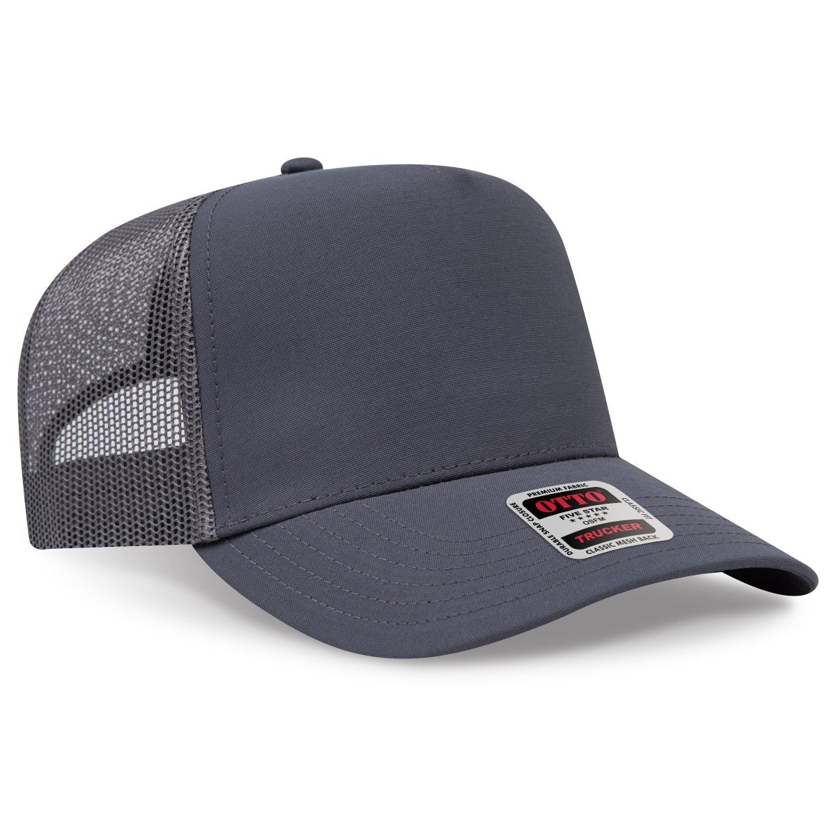 OTTO CAP 5 Panel Mid Profile Mesh Back Trucker Hat OTTO 32 - 285 Ch Gry OSFM - Adult Hats
