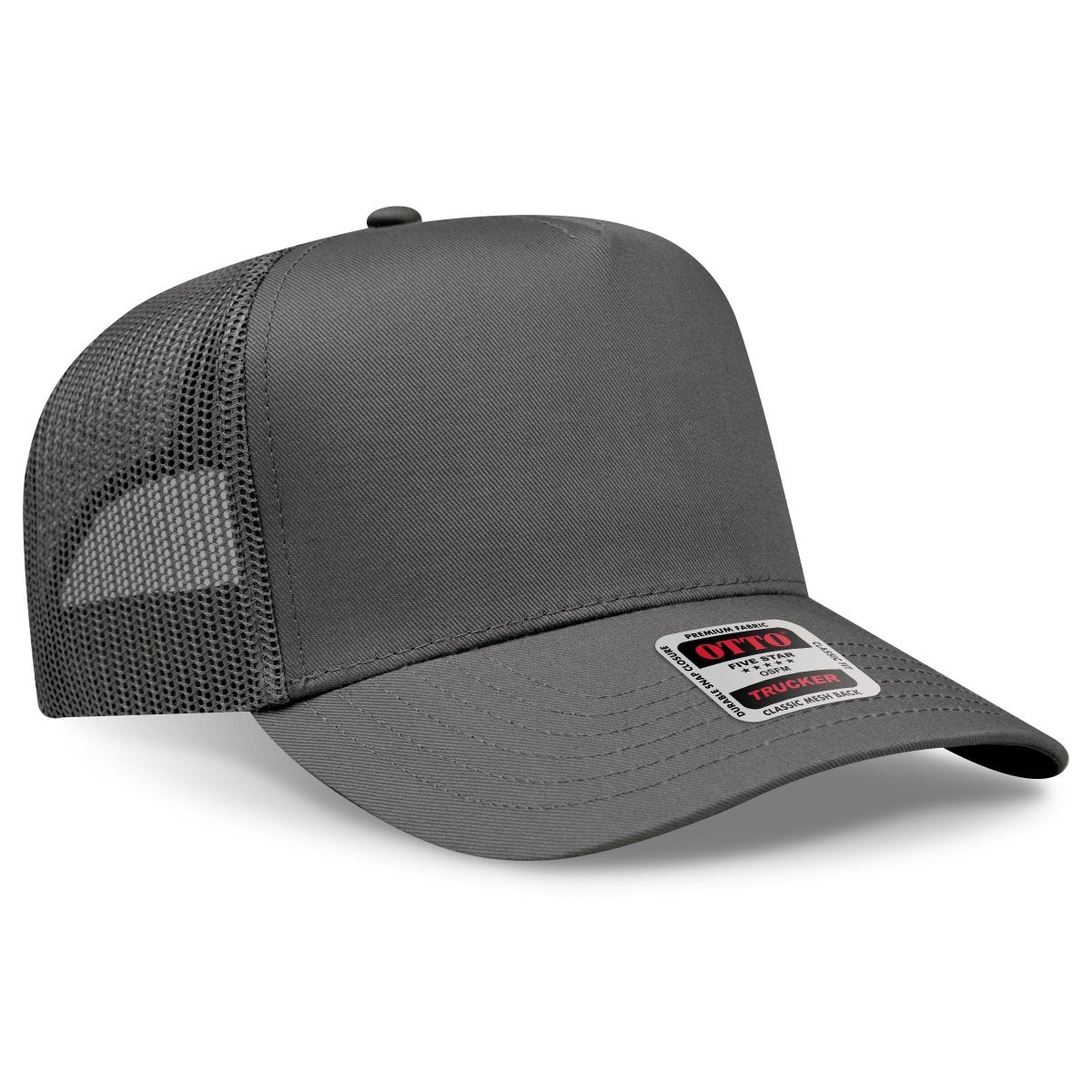 OTTO CAP 5 Panel Mid Profile Mesh Back Trucker Hat OTTO 32 - 285 Char. Gray OSFM - Adult Hats