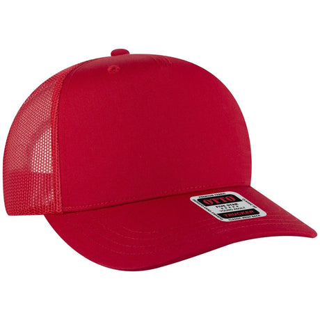 OTTO CAP 5 Panel Mid Profile Mesh Back Trucker Hat OTTO 32 - 285 Red Young Adult Hats