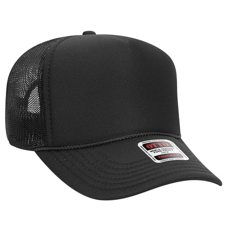 OTTO CAP 5 Panel Mid Profile Mesh Back Trucker Hat OTTO 32 - 467 Black OSFM - Adult Hats