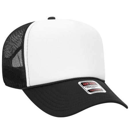 OTTO CAP 5 Panel Mid Profile Mesh Back Trucker Hat OTTO 32 - 467 Blk/Wht/Blk OSFM - Adult Hats