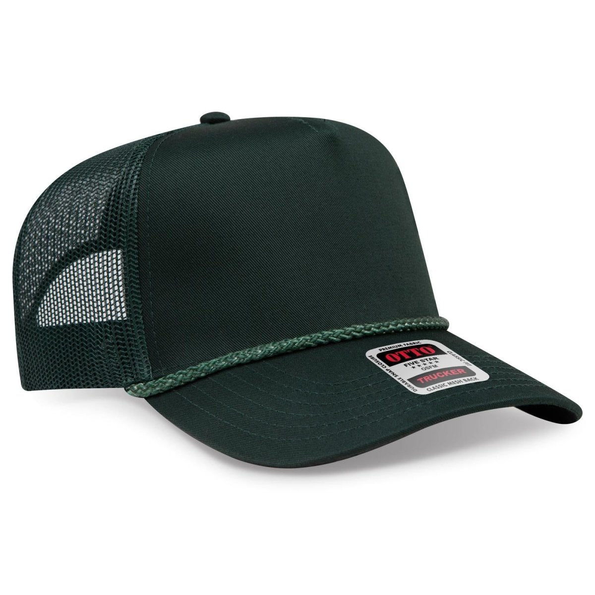 OTTO CAP 5 Panel Mid Profile Mesh Back Trucker Hat OTTO 39 - 071 Dk. Green OSFM - Adult Caps