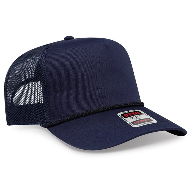 OTTO CAP 5 Panel Mid Profile Mesh Back Trucker Hat OTTO 39 - 071 Navy OSFM - Adult Caps
