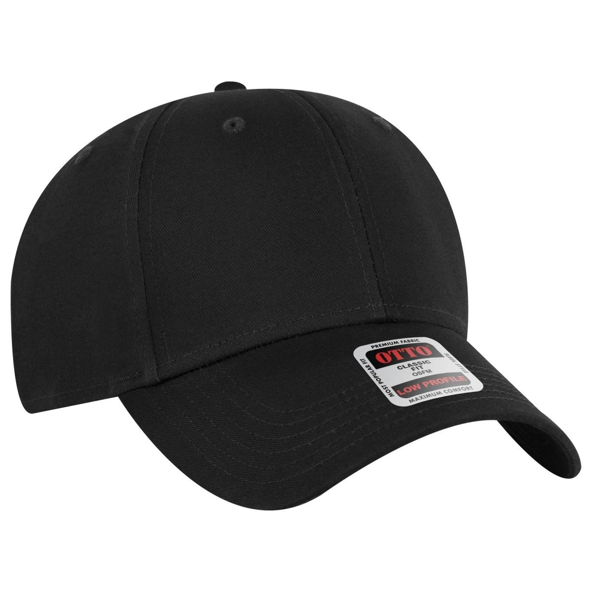 OTTO CAP 6 Panel Low Profile Baseball Cap OTTO 19 - 536 Black OSFM - Adult Hats