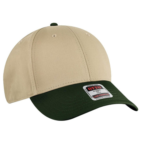 OTTO CAP 6 Panel Low Profile Baseball Cap OTTO 19 - 536 Dk.Grn/Kha/Kha OSFM - Adult Hats
