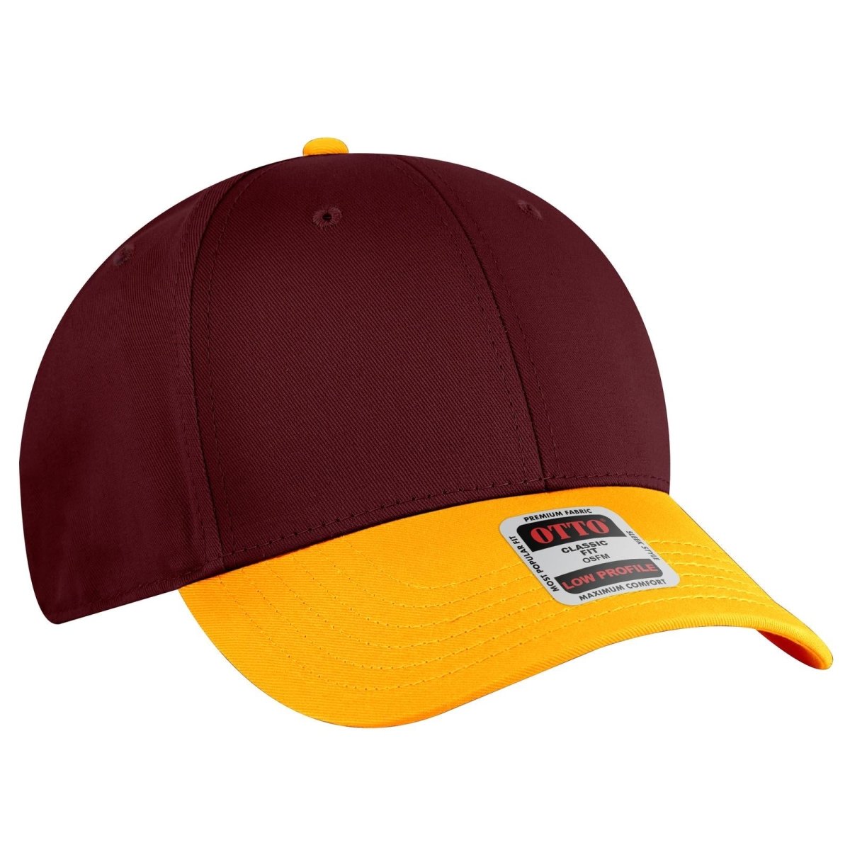 OTTO CAP 6 Panel Low Profile Baseball Cap OTTO 19 - 536 Gld/Burg.Marn/Burg.Marn OSFM - Adult Hats