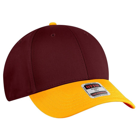 OTTO CAP 6 Panel Low Profile Baseball Cap OTTO 19 - 536 Gld/Burg.Marn/Burg.Marn OSFM - Adult Hats