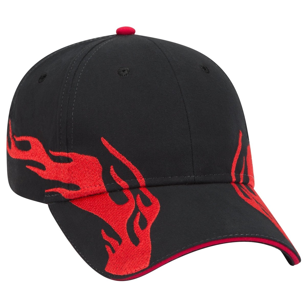 OTTO CAP 6 Panel Low Profile Baseball Cap OTTO 58 - 755 Blk/Red/Red OSFM - Adult Hats