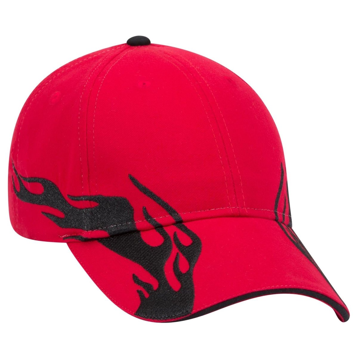 OTTO CAP 6 Panel Low Profile Baseball Cap OTTO 58 - 755 Red/Blk/Blk OSFM - Adult Hats