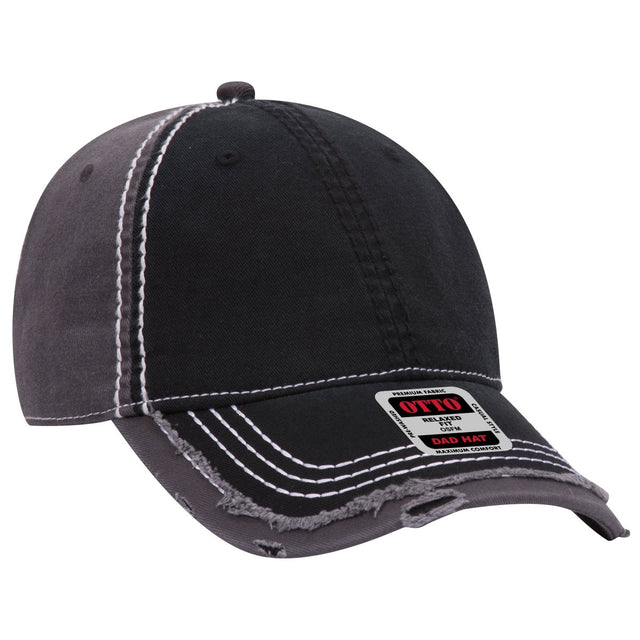 OTTO CAP 6 Panel Low Profile Dad Hat OTTO 149 - 1091 Blk/Blk/Ch.Gry OSFM - Adult Hats