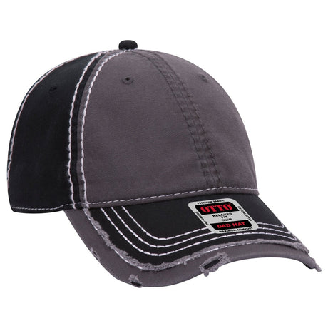 OTTO CAP 6 Panel Low Profile Dad Hat OTTO 149 - 1091 Blk/Ch.Gry/Blk OSFM - Adult Hats