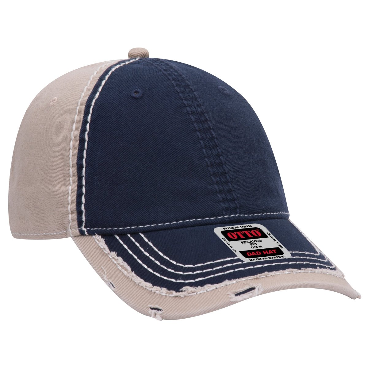 OTTO CAP 6 Panel Low Profile Dad Hat OTTO 149 - 1091 Nvy/Nvy/Kha OSFM - Adult Hats