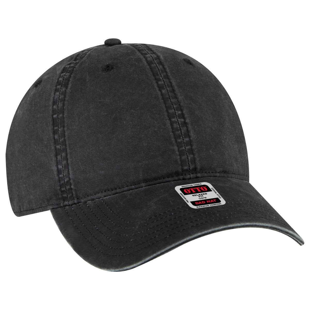 OTTO CAP 6 Panel Low Profile Dad Hat OTTO 18 - 201 Black OSFM - Adult Hats