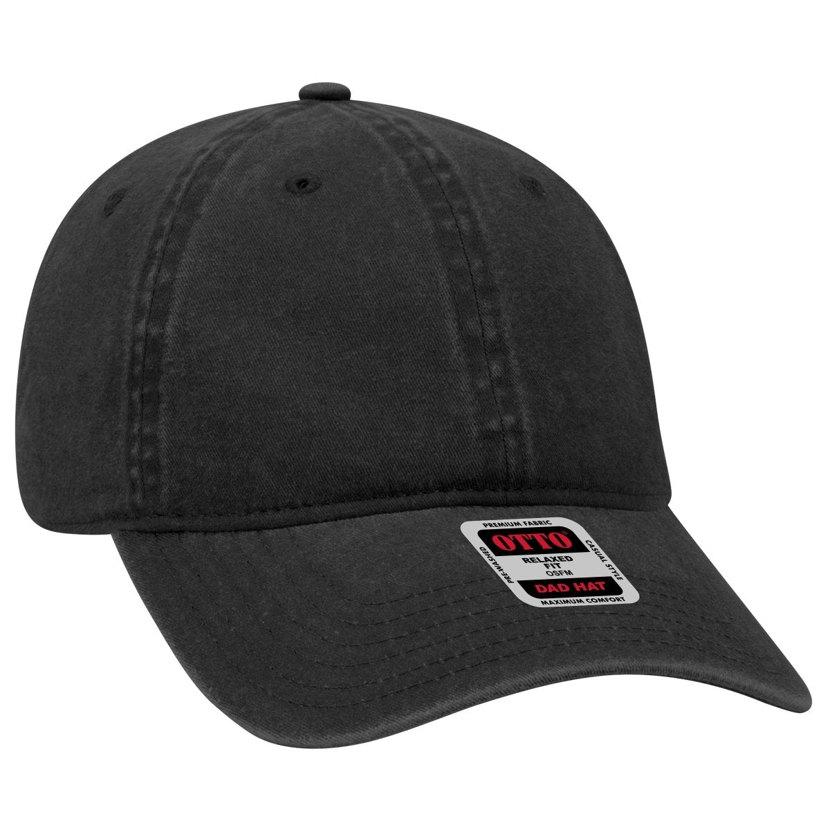 OTTO CAP 6 Panel Low Profile Dad Hat OTTO 18 - 202 Black OSFM - Adult Hats