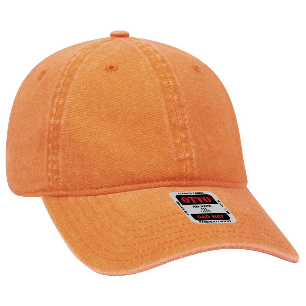 OTTO CAP 6 Panel Low Profile Dad Hat OTTO 18 - 202 Pkn. Orange OSFM - Adult Hats
