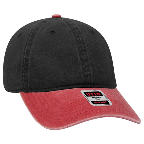 OTTO CAP 6 Panel Low Profile Dad Hat OTTO 18 - 202 Red/Blk OSFM - Adult Hats