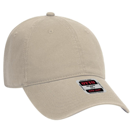 OTTO CAP 6 Panel Low Profile Dad Hat OTTO 18 - 692 Khaki OSFM - Adult Hats