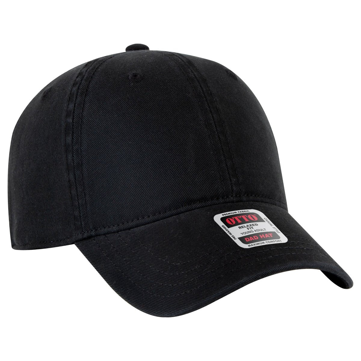 OTTO CAP 6 Panel Low Profile Dad Hat OTTO 18 - 772 Black Young Adult Hats