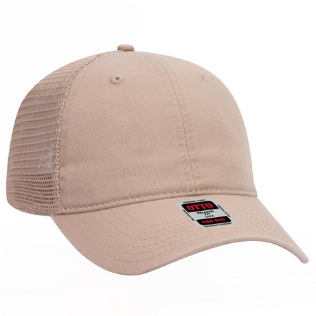 OTTO CAP 6 Panel Low Profile Mesh Back Trucker Dad Hat OTTO 121 - 858 Khaki OSFM - Adult Hats