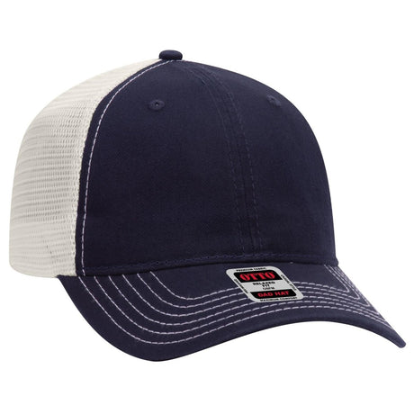 OTTO CAP 6 Panel Low Profile Mesh Back Trucker Dad Hat OTTO 121 - 858 Nvy/Nvy/Wht OSFM - Adult Hats