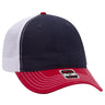 OTTO CAP 6 Panel Low Profile Mesh Back Trucker Dad Hat OTTO 121 - 858 Red/Nvy/Wht OSFM - Adult Hats