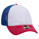 OTTO CAP 6 Panel Low Profile Mesh Back Trucker Dad Hat OTTO 121 - 858 Red/Wht/Ryl OSFM - Adult Hats