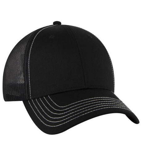 OTTO CAP 6 Panel Low Profile Mesh Back Trucker Hat OTTO 83 - 1239 Black OSFM - Adult Hats