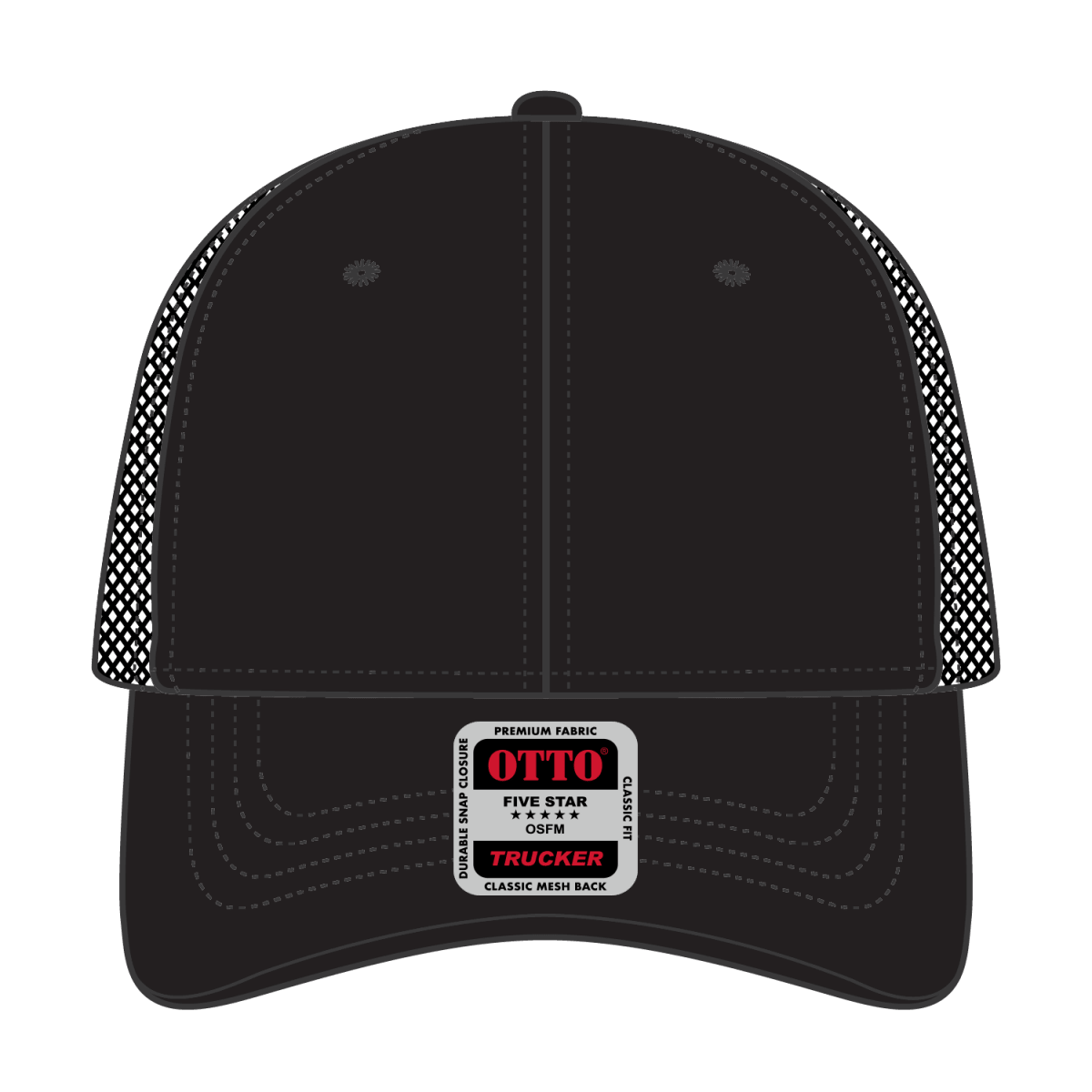 OTTO CAP 6 Panel Low Profile Mesh Back Trucker Hat OTTO 83 - 1239 Black Young Adult Hats