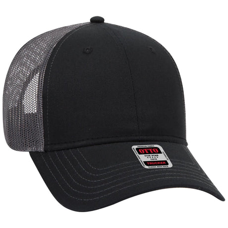 OTTO CAP 6 Panel Low Profile Mesh Back Trucker Hat OTTO 83 - 1239 Blk/Blk/Ch.Gry OSFM - Adult Hats