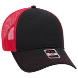 OTTO CAP 6 Panel Low Profile Mesh Back Trucker Hat OTTO 83 - 1239 Blk/Blk/Red OSFM - Adult Hats