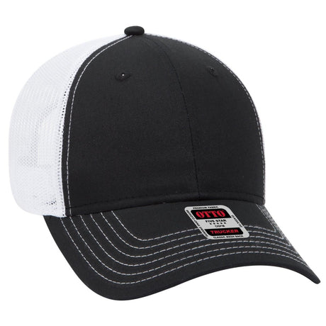OTTO CAP 6 Panel Low Profile Mesh Back Trucker Hat OTTO 83 - 1239 Blk/Blk/Wht OSFM - Adult Hats