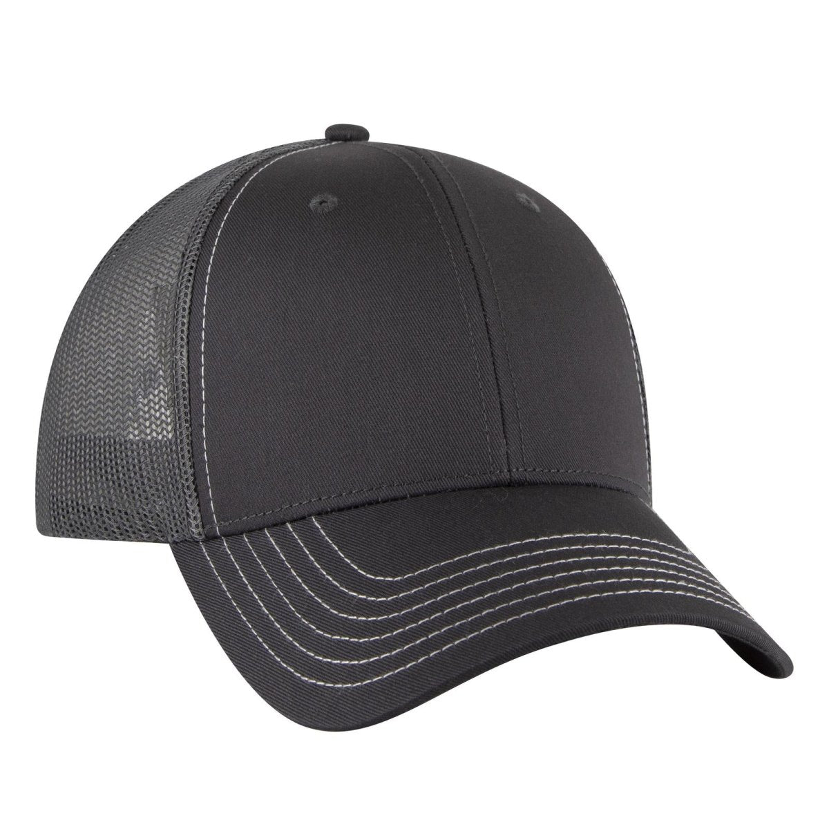 OTTO CAP 6 Panel Low Profile Mesh Back Trucker Hat OTTO 83 - 1239 Char. Gray OSFM - Adult Hats