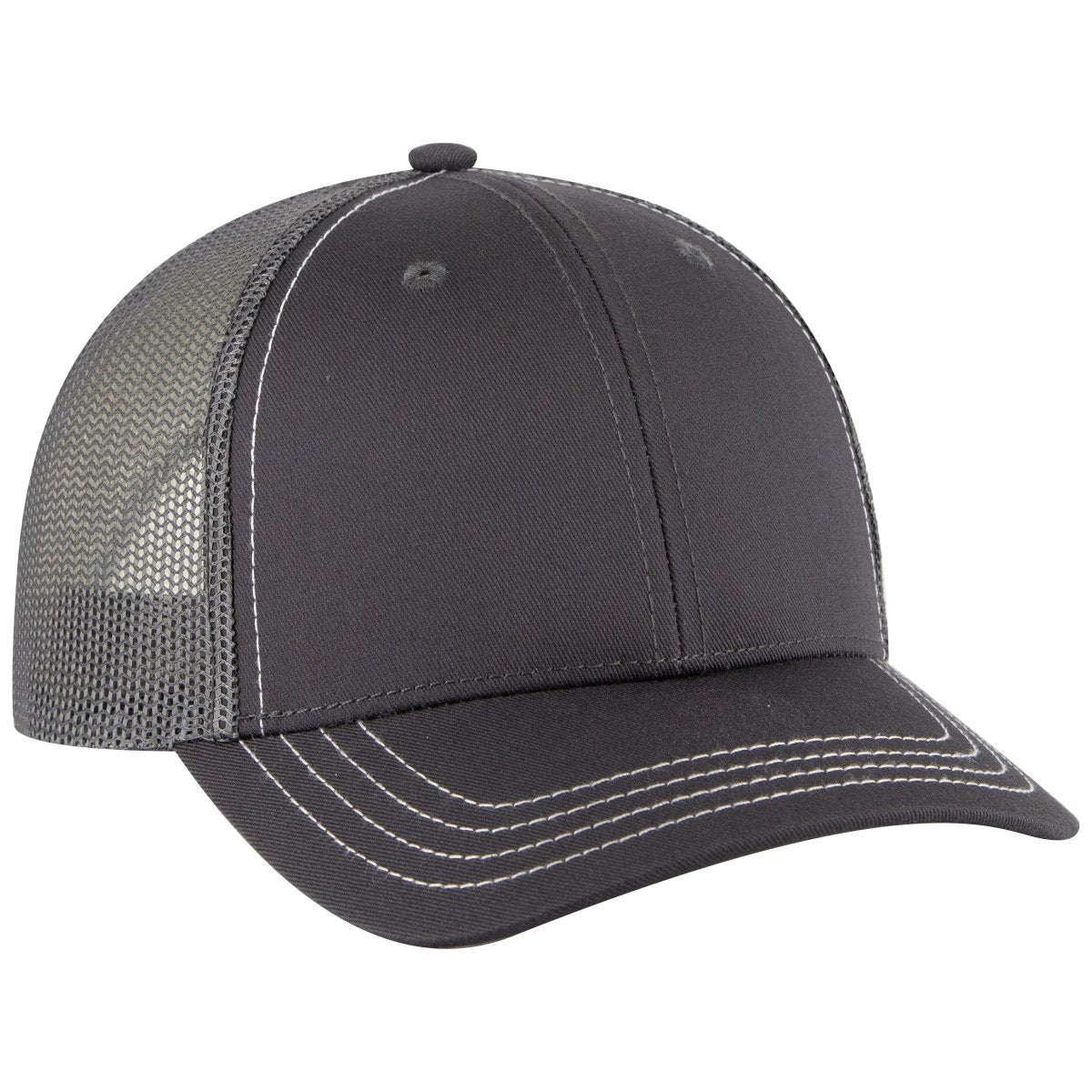 OTTO CAP 6 Panel Low Profile Mesh Back Trucker Hat OTTO 83 - 1239 Char. Gray Young Adult Hats