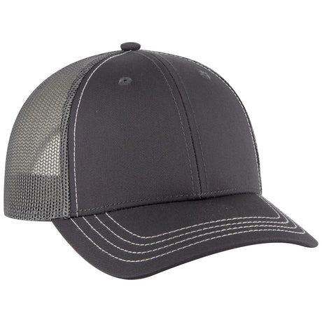 OTTO CAP 6 Panel Low Profile Mesh Back Trucker Hat OTTO 83 - 1239 Char. Gray Young Adult Hats