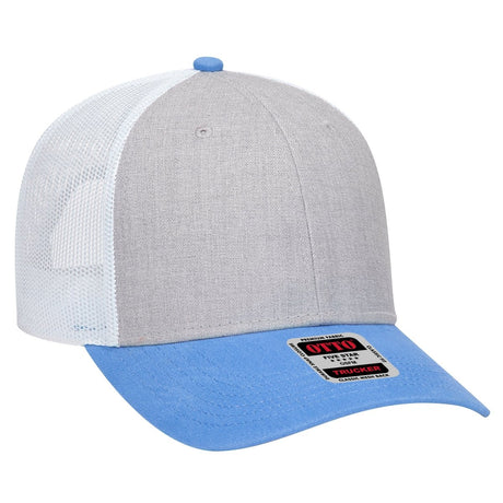 OTTO CAP 6 Panel Low Profile Mesh Back Trucker Hat OTTO 83 - 1239 ColombianBlue/HeatherGray/White OSFM - Adult Hats