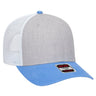OTTO CAP 6 Panel Low Profile Mesh Back Trucker Hat OTTO 83 - 1239 ColombianBlue/HeatherGray/White OSFM - Adult Hats
